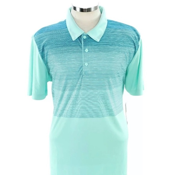 Adidas Mens XL Mint Green Striped Polo Golf Shirt - Picture 6 of 6